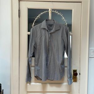 Mens Gray John Varvatos Slim Fit lightweight 16 Collar Dress Shirt